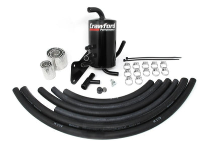 Crawford V2 air oil separator kit for 2004-2007 Subaru STI 2.5L turbo engines, used by Ken Block in Gymkhana practice